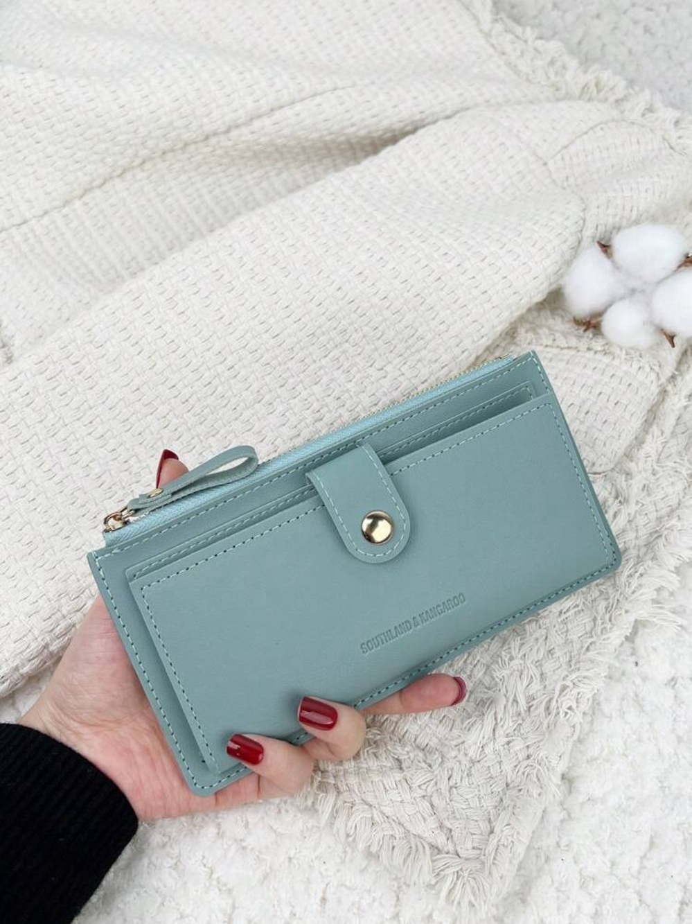 SOUTHLAND & KANGAROO  light blue Long Wallet with Snap Closure